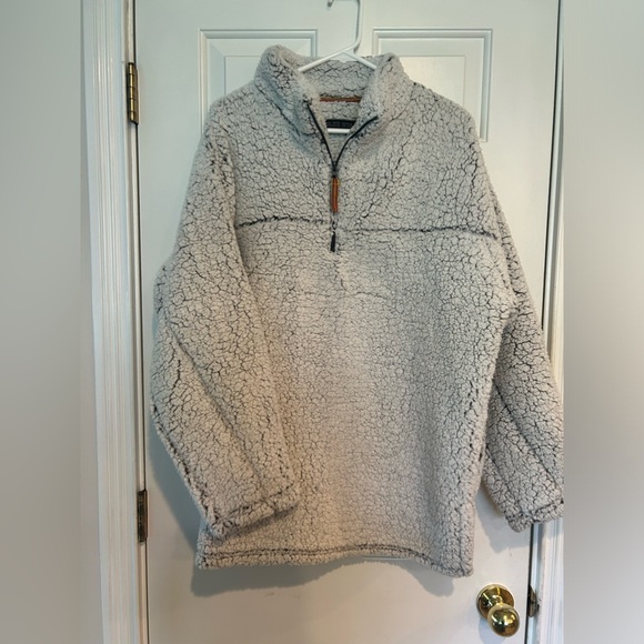 Blue Star Clothing Co. white/grey Sherpa Style quarter zip pullover / Large. - Picture 1 of 11